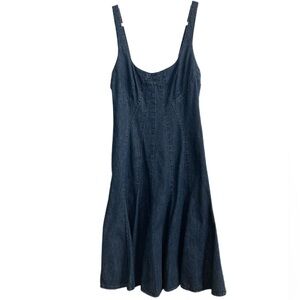 Ralph Lauren sleeveless X back denim structured fit & flare midi dress